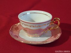  Rózsaszínű Zsolnay csésze kistányérral II.