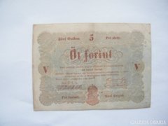 Nagyon szép 5 Kossuth Forint 1848 barna
