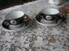 2 db. Madárkás porcelán teás csésze