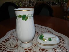 Hollóházi Arany Tokaj váza és bonbonier