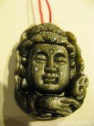 Pazar obszidián, kézi faragású Buddha medál
