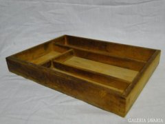 0552 Antik fából készült konyhai evőeszköz tároló