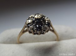 Antik , régi filigrán arany gyűrű gyémántokkal és zafírral