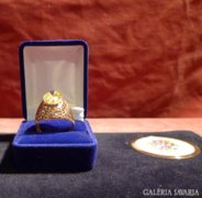 Aranyozott ezüst orosz gyűrű citrinnel