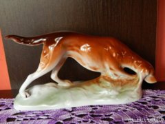 Kolozsvári porcelán vadász kutya 12 cm X 21,5 cm