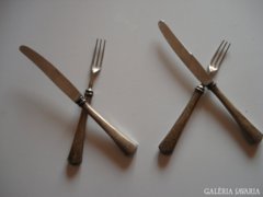 2 pár ezüst kés-villa