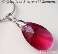 Swarovski kristály medál -22mm-es csepp ruby