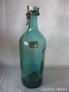 Régi kék porcelán csatos üveg palack