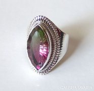 Turmalin ezüst gyűrű, pink