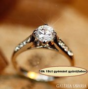 1,5 ct solitér gyémánt gyűrű (labor ) 18 k fehér aranyozott