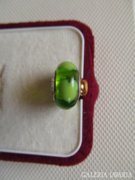 Pandora szíves zöld muránói üveg charm 