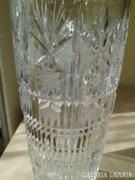 Kézi csiszolású, antik kristály váza 25.5 cm