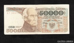 50000 Zloty 1989  Lengyelország