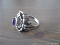 Régi ezüst gyűrű ametiszt kővel