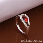 Kedves piros köves 925-ös ezüst gyűrű új 