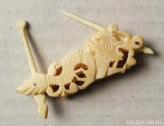 Sárkányos elefántcsont manikűrkészlet, antik