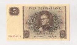 Svéd 5 Kronor / Korona 1963 
