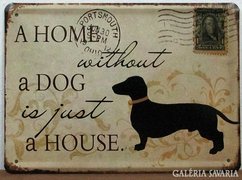 Kutya, tacskó fém tábla dekor, kutyás kép