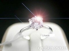1 ct solitér gyémánt gyűrű (labor ) 18 k fehér aranyozott