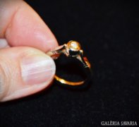 Art Deco/Szecessziós Button 14 K Fehér Arany Gyémánt Gyűrű