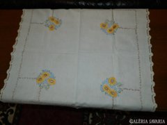 Antique hand-embroidered large tablecloth