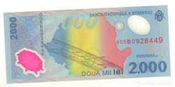 2000 lei 1999 Románia napfogyatkozás, müanyag