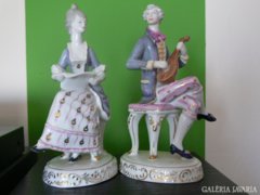 Hollóházi porcelán zenélő barokk pár