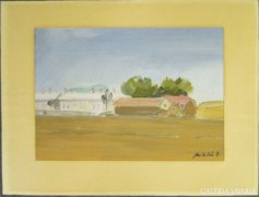 8349 Miklós István Tempera 'Csabai Landscape'