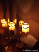 Háromkarú réz asztali lámpa Cinege Lajos hagyatékából