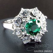 Gyönyörű smaragd (lab ) gyűrű 18k  fehér aranyozott 7-es