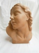 Szecessziós kerámia női fej Donáth jelzéssel
