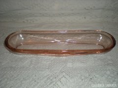 Rózsaszin art deco üveg fürdöszoba kiegészitö fogkefe tartó