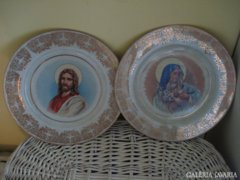 Bavaria porcelán dísztányérok: Jézus és Mária