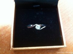 14K fehérarany eljegyzési gyűrű 0,2ct gyémánt brill kővel