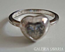 Církón köves szív "button"ezüst gyűrű