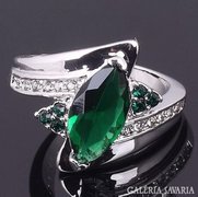 Hatalmas smaragd  (lab) CZ gyűrű 18k fehérarany GF 8-es