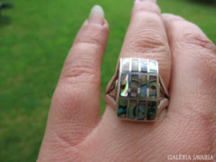 Abalone berakásos régi különleges 925 ezüst gyűrű