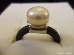 Ezüst kaucsuk tenyésztett gyöngy gyűrű különlegesség 57-es