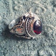 Hagyatéki antik ezüst gránát köves gyűrű - méreggyűrű