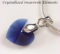 Swarovski kristály medál - 10mm-es szív dark indigo