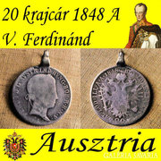 V. Ferdinánd ezüst osztrák 20 krajcár 1848 patinás