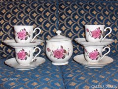 Rózsás porcelán kávéskészlet - 4 személyes