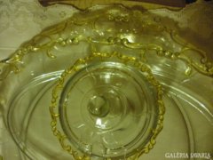 3 db antik üveg tálaló