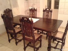 Étkező(tárgyaló) asztal+ 6db. fargott szék