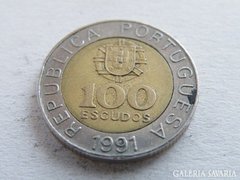 PORTUGÁLIA 100 ESCUDO 1991 BIMETÁL