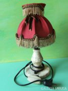 Régi márvány asztali lámpa/kislámpa selyem ernyővel