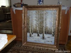 Havas Téli Erdő Tájkép Olaj Vászon Festmény Szignózott