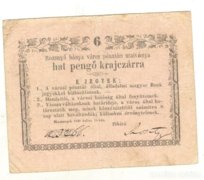 6 pengő krajczárra 1849. Rozsnyó város szükségpénze