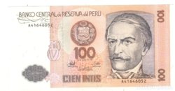 100 intis. 1987. Peru. UNC.