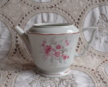 Régi Zsolnay rózsaszín virágos teáskanna 